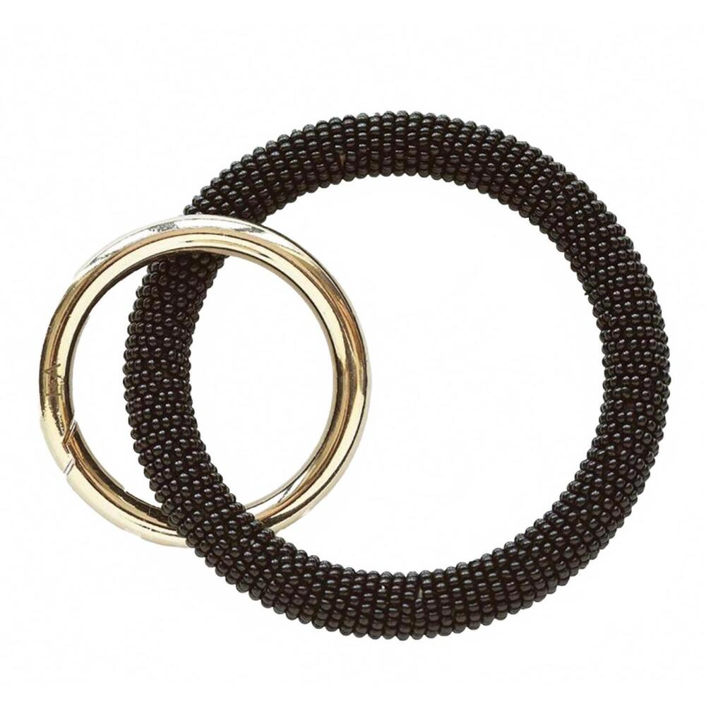 NEW INK+ALLOY women's seed bead bangle key ring in black